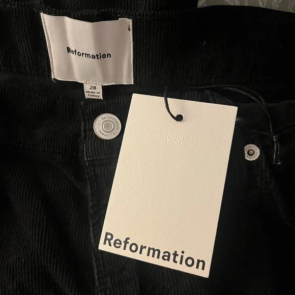NWT Reformation Women's Eden Corduroy Black Wide-Leg Pants Sz 28 MSRP:$198 - Picture 6 of 8